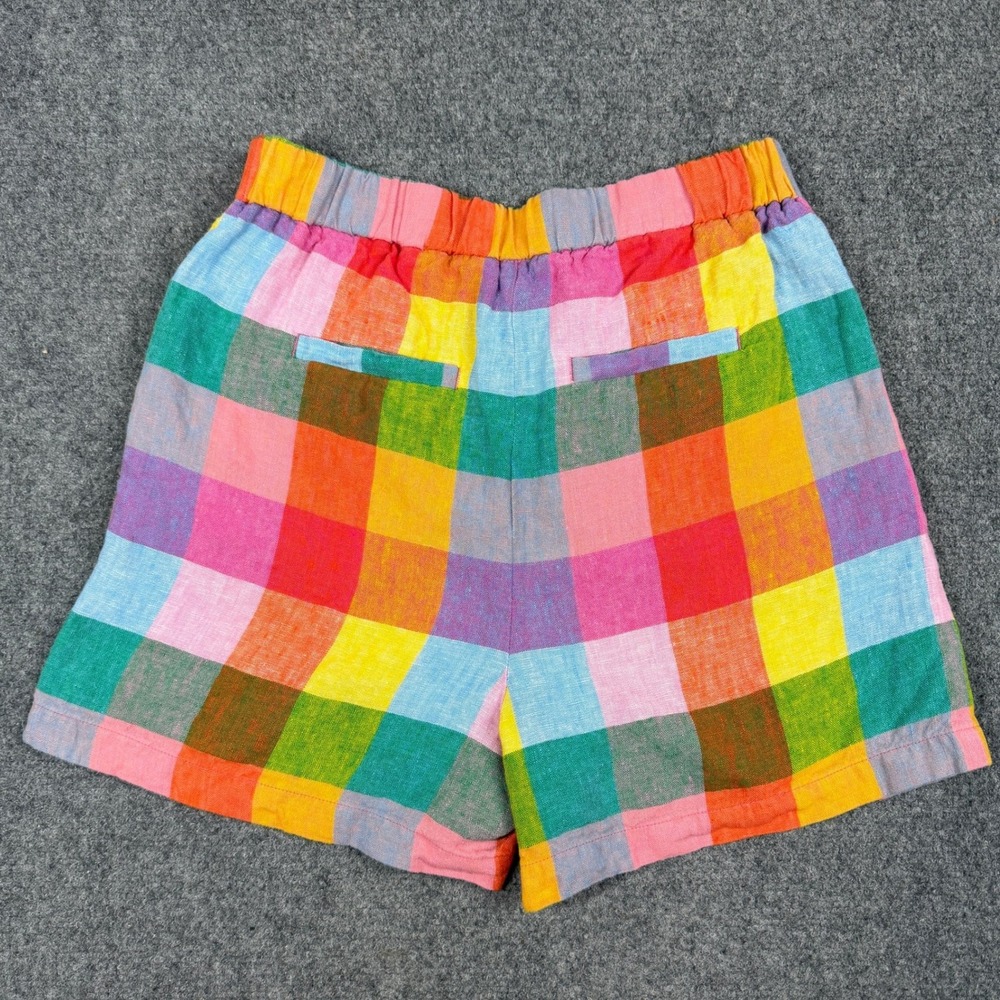Boden Red Gingham Dulwich 100% Linen Shorts Size 4 Colorful Preppy Summer - Picture 3 of 8